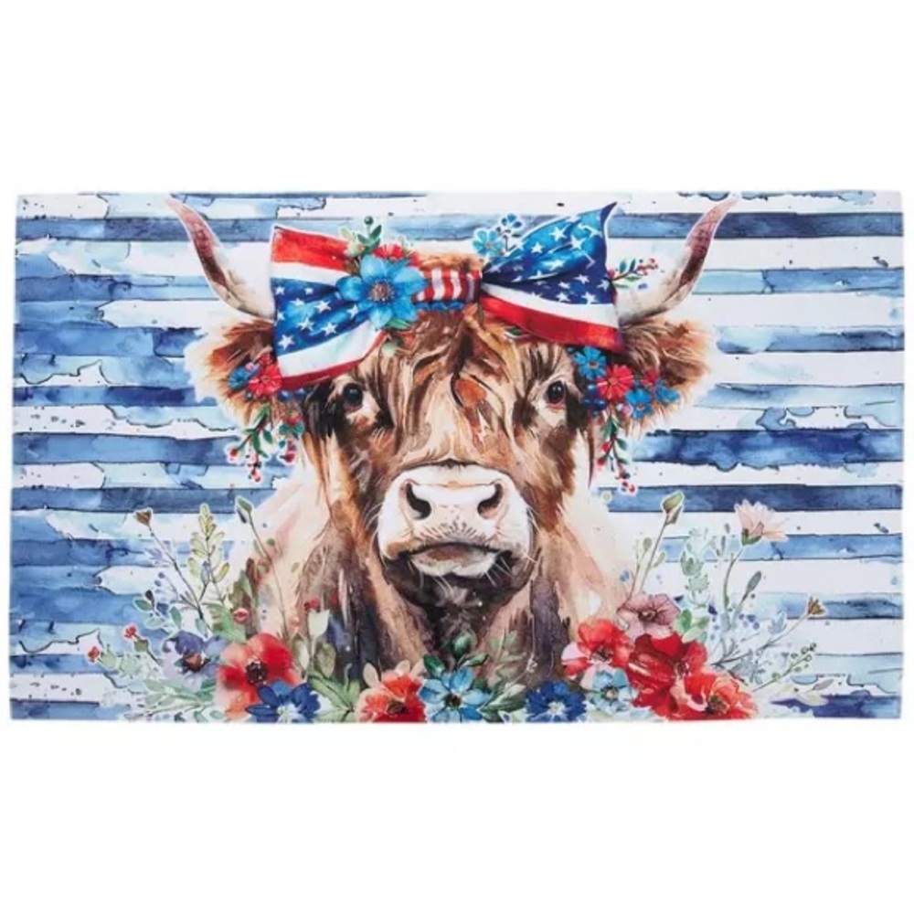 Patriotic Highland Cow Doormat